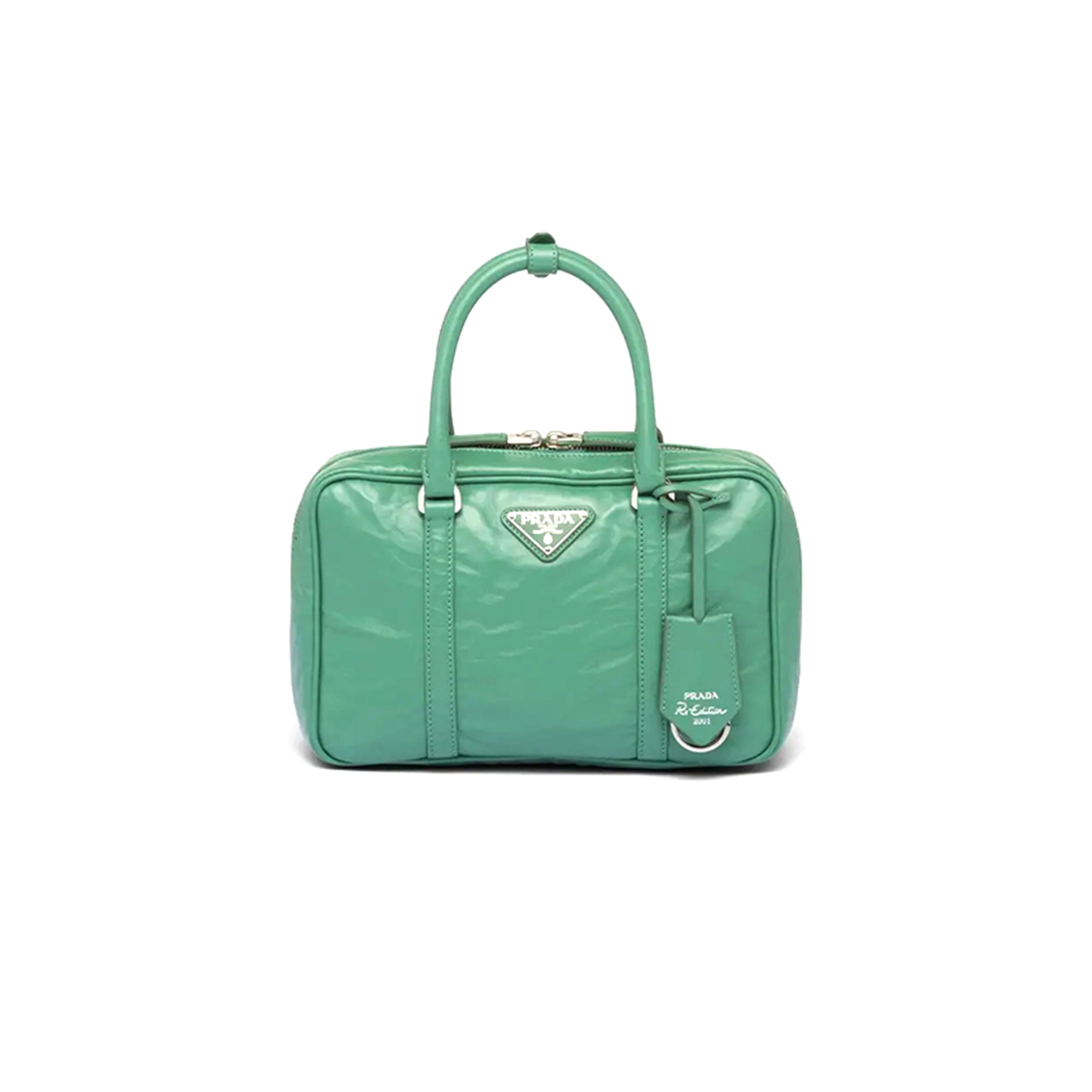 Pra*a medium antique nappa leather top handle bag 1bb092 (24*15.5*7cm)
